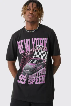 Tall New York Moto Print T-shirt | BoohooMAN UK