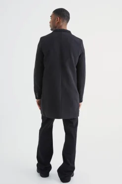 Tall Notch Collar Smart Overcoat | BoohooMAN UK