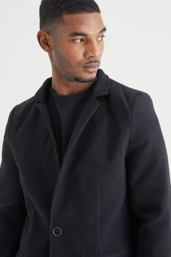 Tall Notch Collar Smart Overcoat | BoohooMAN UK