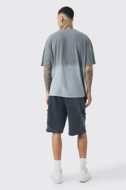 Tall OFCL Ombre Washed T-shirt In Black | BoohooMAN UK