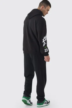 Tall Official 13 Print Oversized Tracksuit In Black | BoohooMAN UK