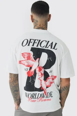 Tall Official Dove Printed Oversized T-Shirt | BoohooMAN UK