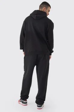Tall Official Homme Skull Print Oversized Tracksuit In Black | BoohooMAN UK