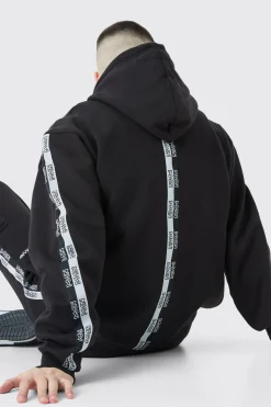Tall Official Man Tape Cargo Hooded Tracksuit | BoohooMAN UK