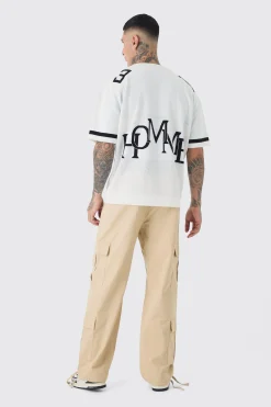 Tall Open Stitch Varsity Jumper | BoohooMAN UK