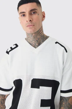 Tall Open Stitch Varsity Jumper | BoohooMAN UK