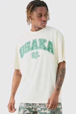 Tall Osaka T-shirt In Ecru | BoohooMAN UK
