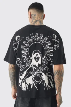 Tall Over The Seam Renaissance Back Print T-shirt In Black | BoohooMAN UK