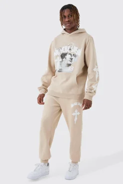 Tall Overdyed Gothic Renaissance Oversized Tracksuit | BoohooMAN UK