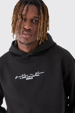 Tall Overdyed Spliced Floral Graphic Oversized Hoodie | BoohooMAN UK