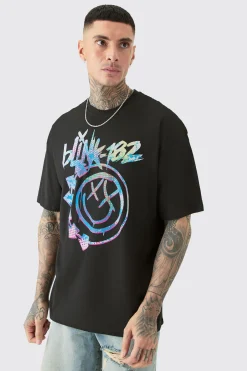 Tall Oversize Blink 182 License T-shirt In Black | BoohooMAN UK