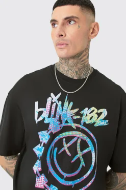 Tall Oversize Blink 182 License T-shirt In Black | BoohooMAN UK