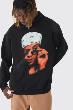 Tall Oversized Aaliyah License Hoodie | BoohooMAN UK