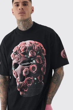 Tall Oversized Acid Wash Official Man Balaclava Print T-shirt | BoohooMAN UK