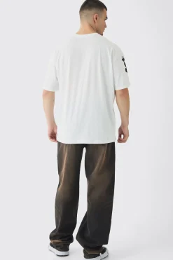 Tall Oversized Airbrush Cross Print T-Shirt | BoohooMAN UK