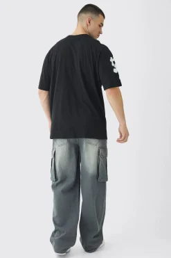 Tall Oversized Airbrush Cross Print T-Shirt | BoohooMAN UK