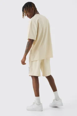 Tall Oversized Applique T-shirt & Short Set | BoohooMAN UK