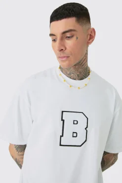 Tall Oversized Applique T-shirt | BoohooMAN UK
