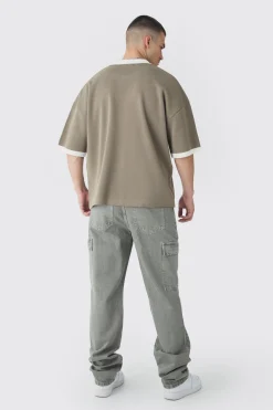 Tall Oversized Boxy Football Knitted Polo Shirt | BoohooMAN UK
