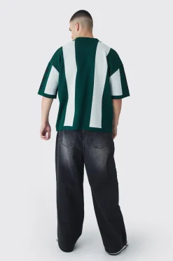Tall Oversized Boxy Football Knitted Polo Shirt | BoohooMAN UK
