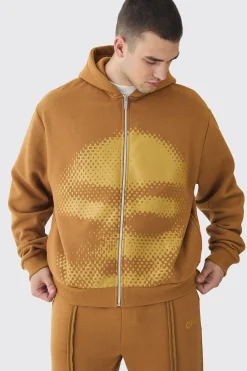 Tall Oversized Boxy Grafiti Print Hooded Relaxed Jogger Tracksuit | BoohooMAN UK