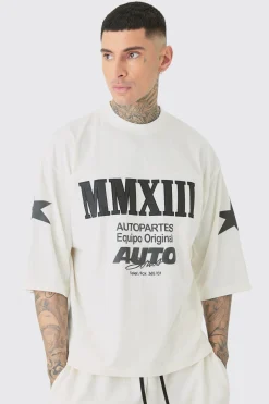 Tall Oversized Boxy Half Sleeve Moto T-Shirt | BoohooMAN UK
