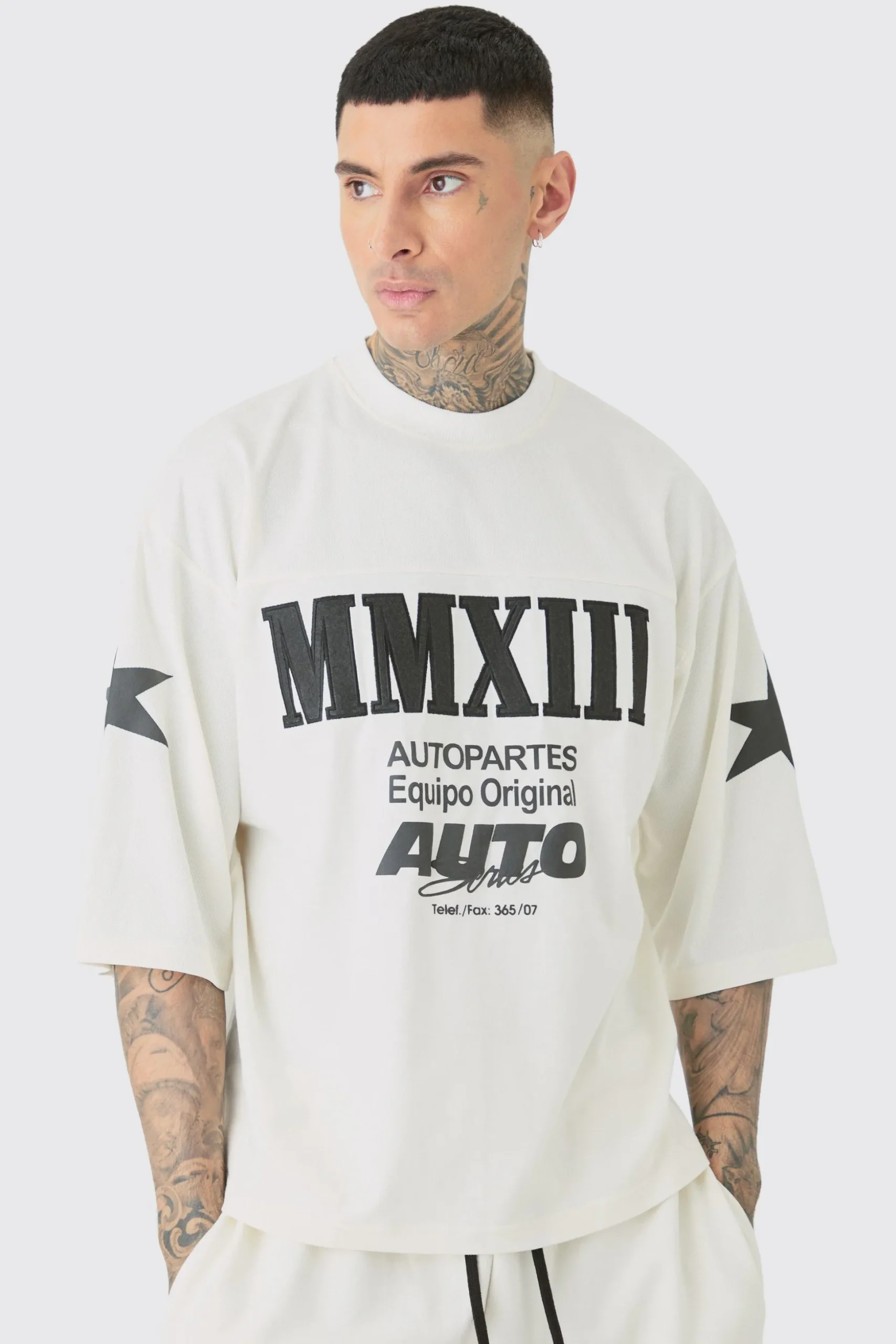 Tall Oversized Boxy Half Sleeve Moto T-Shirt | BoohooMAN UK