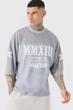 Tall Oversized Boxy Half Sleeve Moto T-Shirt | BoohooMAN UK