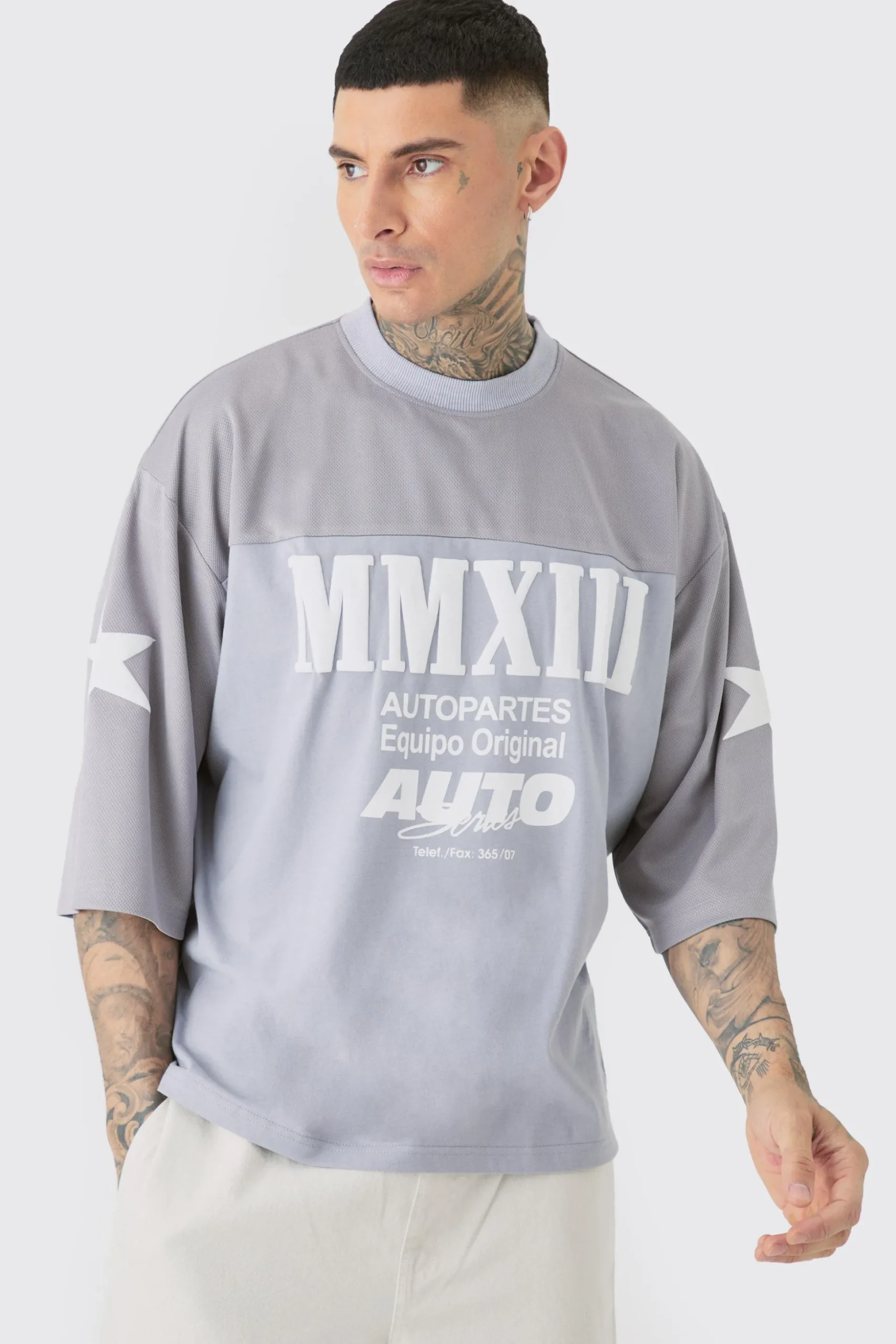 Tall Oversized Boxy Half Sleeve Moto T-Shirt | BoohooMAN UK