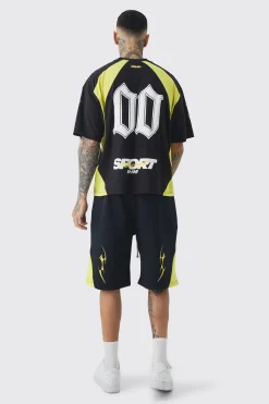 Tall Oversized Boxy Puff Print Moto Extended Neck T-shirt | BoohooMAN UK