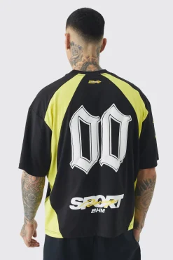 Tall Oversized Boxy Puff Print Moto Extended Neck T-shirt | BoohooMAN UK