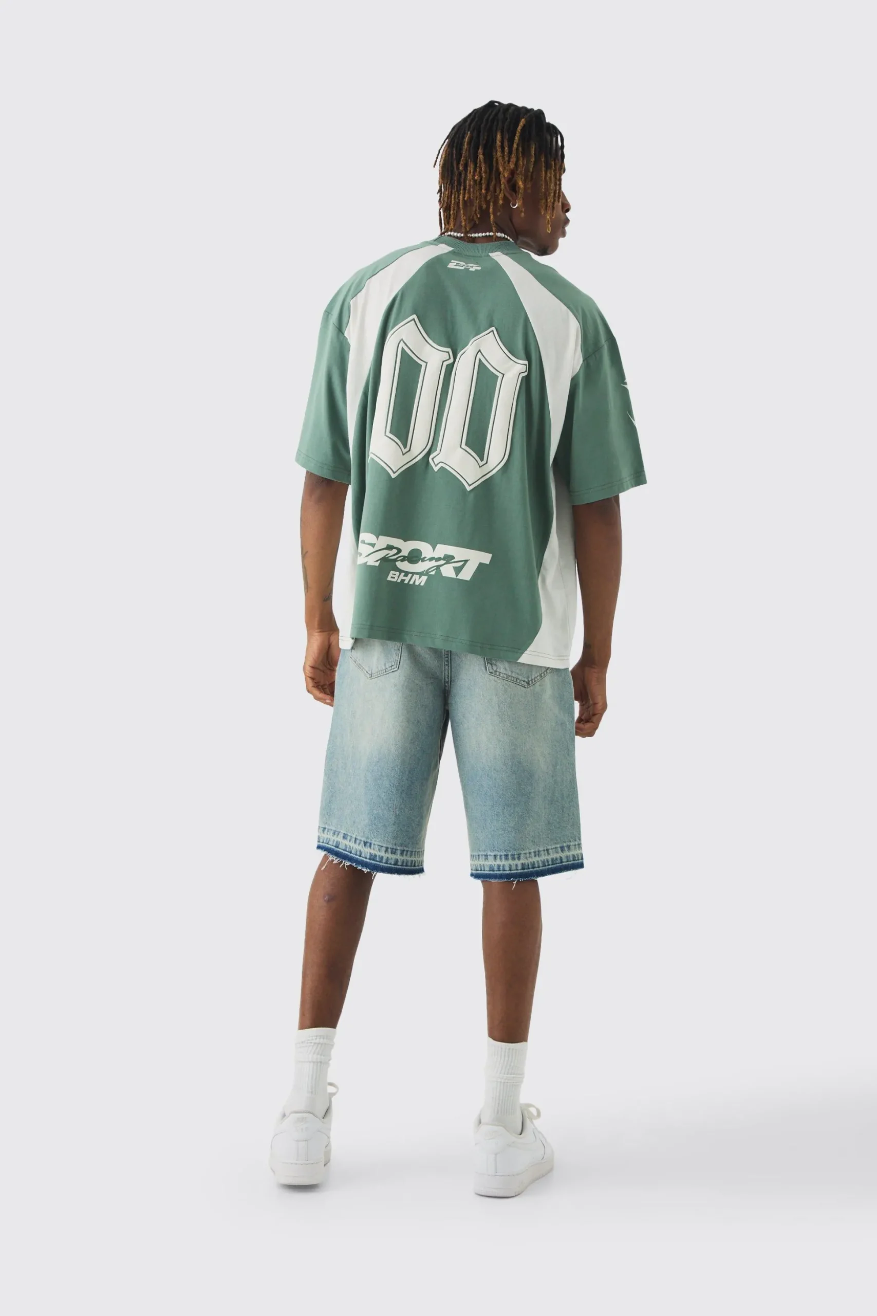 Tall Oversized Boxy Puff Print Moto Extended Neck T-shirt | BoohooMAN UK