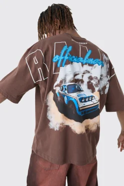 Tall Oversized Boxy Rally Graphic T-shirt | BoohooMAN UK
