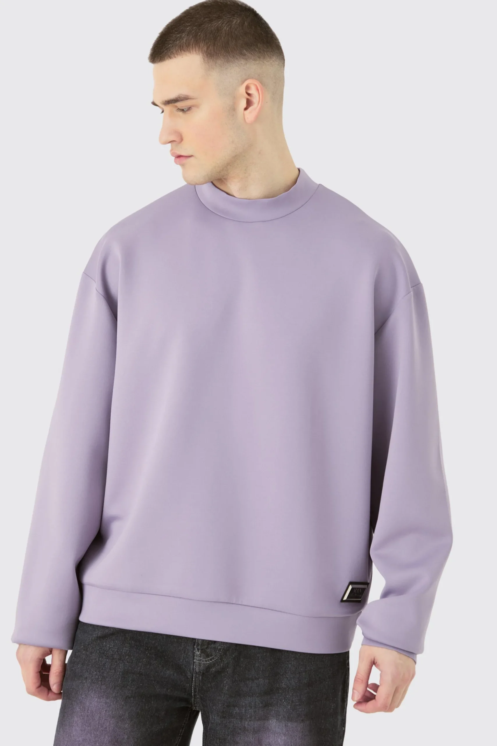 Tall Oversized Boxy Scuba Sweatshirt | BoohooMAN UK