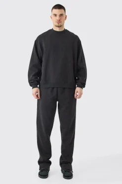 Tall Oversized Boxy Sweatshirt Tracksuit | BoohooMAN UK