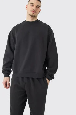 Tall Oversized Boxy Sweatshirt Tracksuit | BoohooMAN UK