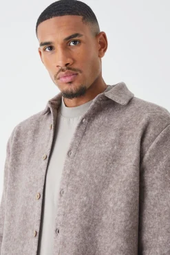 Tall Oversized Brushed Heavyweight Overshirt | BoohooMAN UK