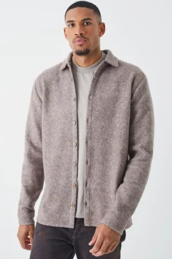 Tall Oversized Brushed Heavyweight Overshirt | BoohooMAN UK
