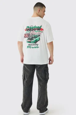 Tall Oversized Castrol GTX License Print T-Shirt | BoohooMAN UK