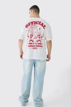 Tall Oversized Cherry Graphic T-Shirt | BoohooMAN UK
