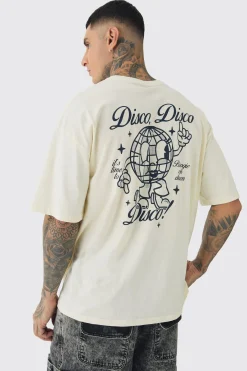Tall Oversized Disco Graphic T-Shirt | BoohooMAN UK