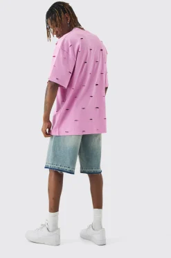 Tall Oversized Distressed Overydye T-shirt | BoohooMAN UK