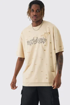 Tall Oversized Double Layer Homme T-shirt | BoohooMAN UK
