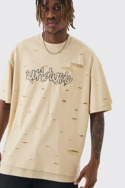 Tall Oversized Double Layer Homme T-shirt | BoohooMAN UK