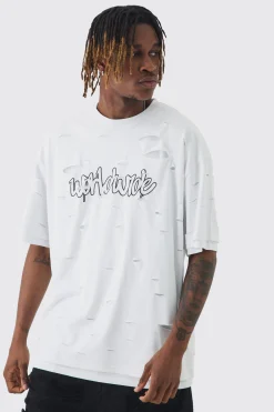 Tall Oversized Double Layer Worldwide T-shirt | BoohooMAN UK