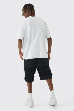 Tall Oversized Double Layer Worldwide T-shirt | BoohooMAN UK