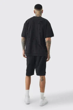 Tall Oversized Double Layer Homme T-shirt & Short Set | BoohooMAN UK