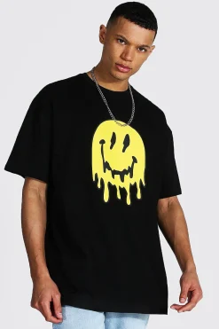 Tall Oversized Drip Face T-shirt | BoohooMAN UK