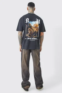 Tall Oversized Extended Neck Renaissance Back Print T-shirt | BoohooMAN UK