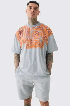 Tall Oversized Extended Neck Gothic Man Grafitti Spray T-shirt | BoohooMAN UK
